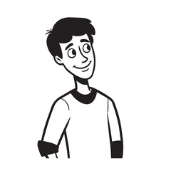 Handsome Man Black and White Illustration Vector Image Male Portrait Fashion Sketch Line Art Design	