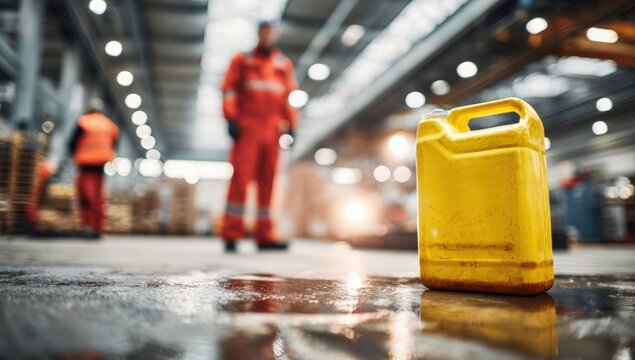 Industrial scene with yellow can