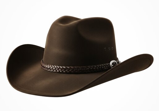 Cowboy hat isolated on white background, clean commercial stock photo.
