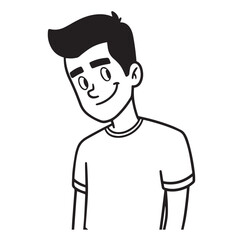 Handsome Man Black and White Illustration Vector Image Male Portrait Fashion Sketch Line Art Design	