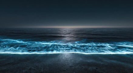 Fototapeta premium Ocean waves glow at night
