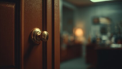 Obraz premium Close-up view of a door opening into a dimly lit room