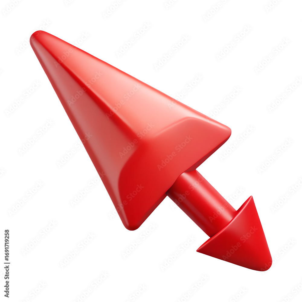 Aufkleber red pointer cursor icon arrow directional navigation symbol dynamic interface element transparent ba