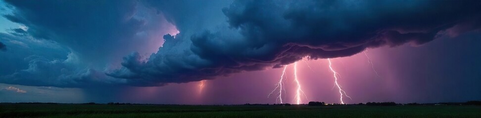 Dramatic, dark clouds fill the sky as a powerful thunderstorm unleashes its fury, with deafening thunder echoing across the landscape  A breathtaking display of nature's raw power ,  tempest,  crash