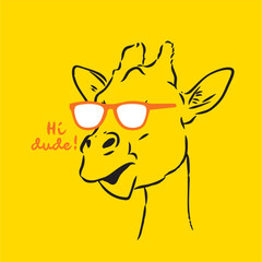 giraffe hand drawn illustration vector outline graphic vector