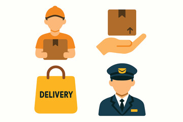 Delivery service icons representing courier and package delivery.