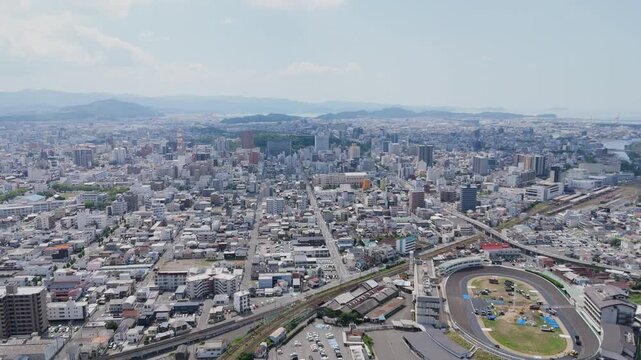 和歌山市街空撮 Aerial View of Downtown Wakayama City, Japan