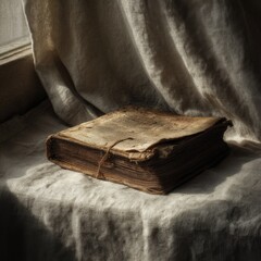 Vintage Book on a Table with Soft Natural Lighting and Textures