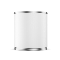 Tin can diameter 65mm with blank label isolated. 3D rendering illustration. Transparent PNG image.