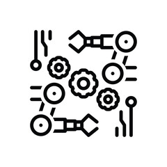 Black line icon for production technology