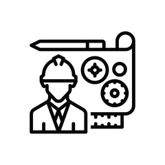 Black line icon for engineering design