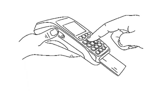 line art animation of payment card machine