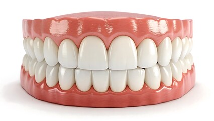 Obraz premium Dental model of human teeth and gums for oral health and dentistry isolated on white background 