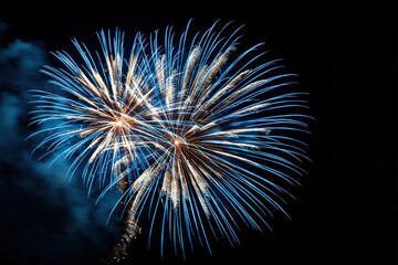Blue firework with heavy smoke