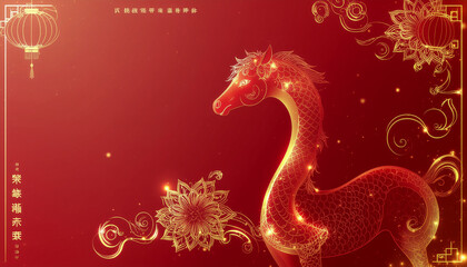 Red Horse and Chinese Dragon