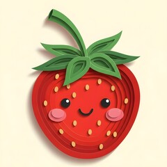 Obraz premium Papercut Strawberry Friend Character