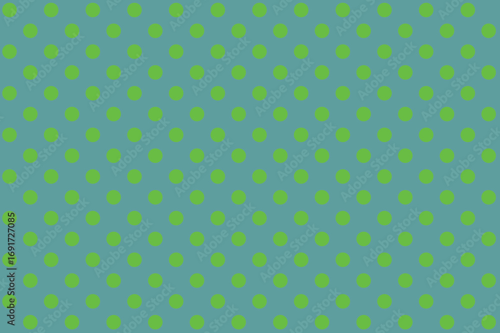 Poster abstract green colour polka dots on cadet blue colour background pattern design.