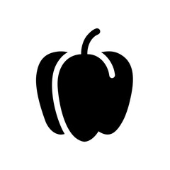 A black and white flat icon of a bell pepper