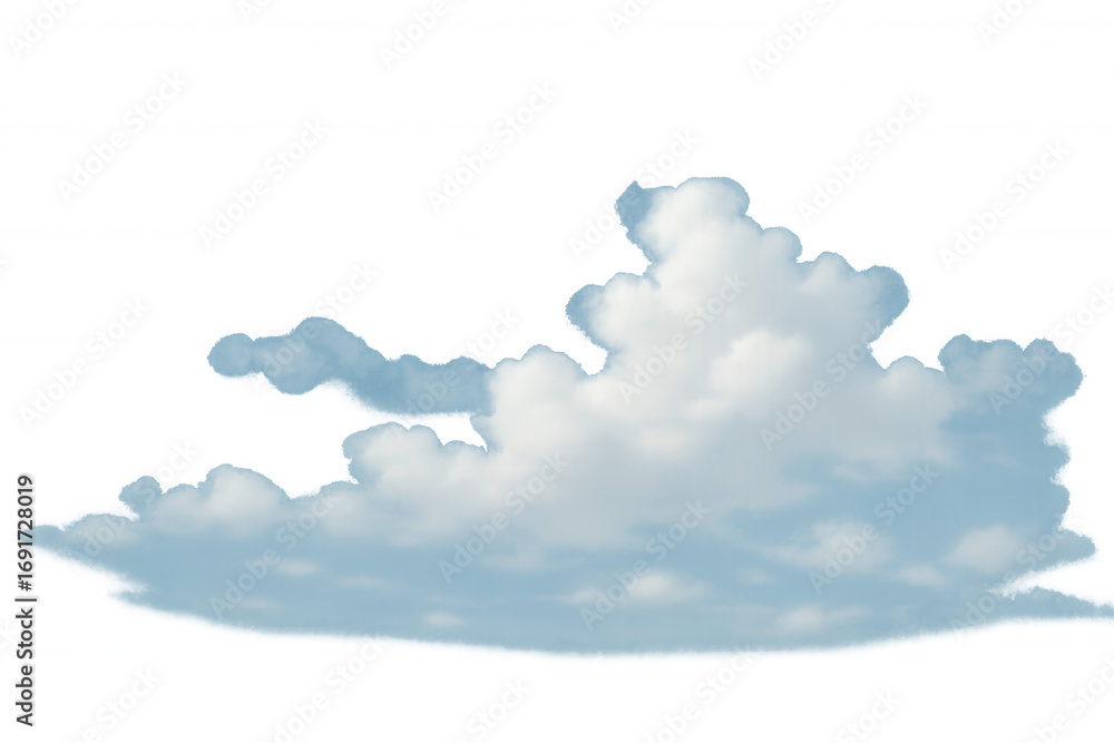 Poster white and light blue cumulus clouds floating on a transparent background, perfect for photo editing 