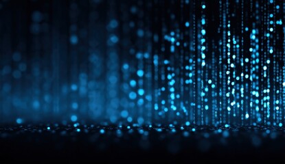 Abstract digital rain of light particles