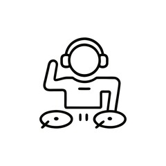 DJ Mixing Music Icon Outline Professional Sound Engineer Turntables