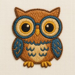 Colorful Owl Embroidery Design with Detailed Stitching and Features