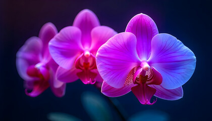 Glowing Purple Pink and Blue Orchid Close Up