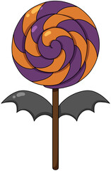Halloween Lollipop &ndash; Purple and Orange Spiral with Bat (할로윈 롤리팝, 보라 주황 박쥐장식)