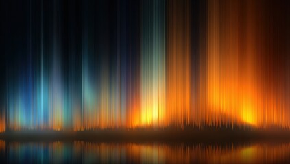 Abstract aurora borealis reflecting on water