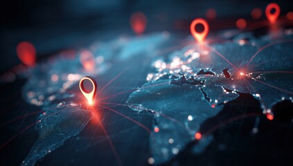 Global network map with glowing location markers (2)