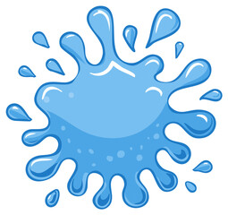 Obraz premium Cartoon splash of blue water, splatters, and droplets