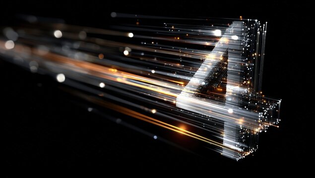 Abstract digital number four in motion