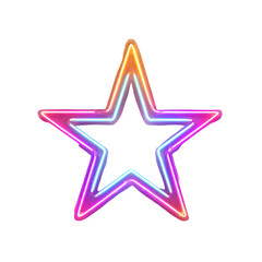 Vibrant neon star outline against black background, digital rendering