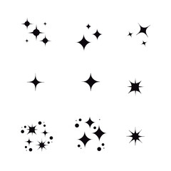 ilustraciónes de brillos negro en fondo blanco 