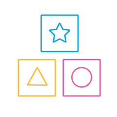 ilustración de formas cuadradas con figuras de colores 