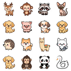 Transparent PNG - Collection of cute animal sticks