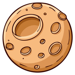 Cartoon Moon with Craters and Large Central Impact Zone