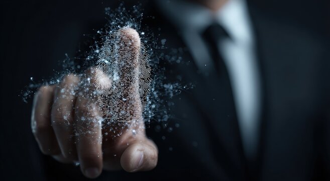 Close-up of a hand touching a digital interface