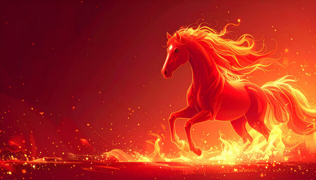 Red Horse and Chinese Clouds