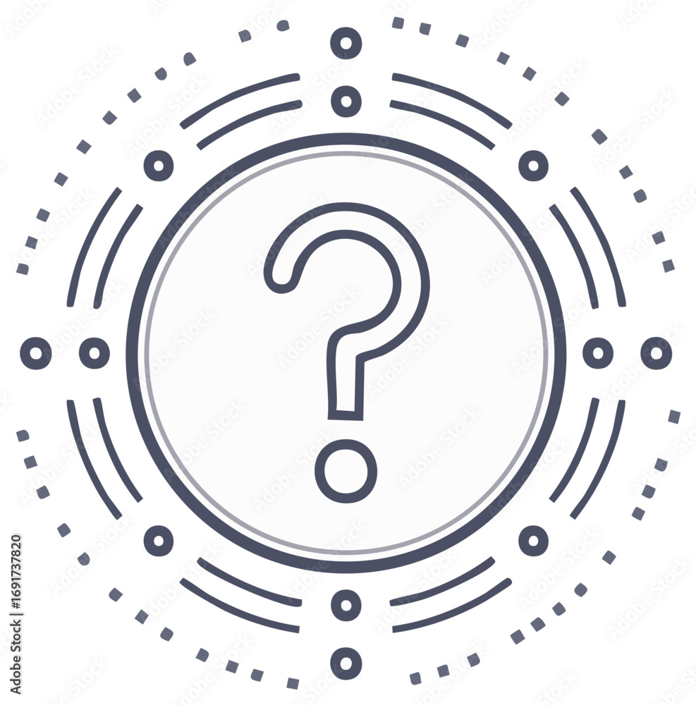 Aufkleber abstract circular design with question mark symbol for inquiry and uncertainty