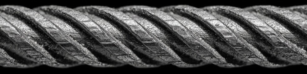 Close-up of a twisted metal cable