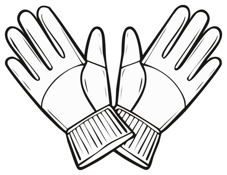 black and white gloves clip art preview