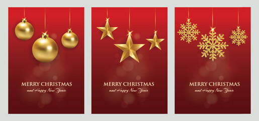Merry Christmas and Happy New Year Greeting Set