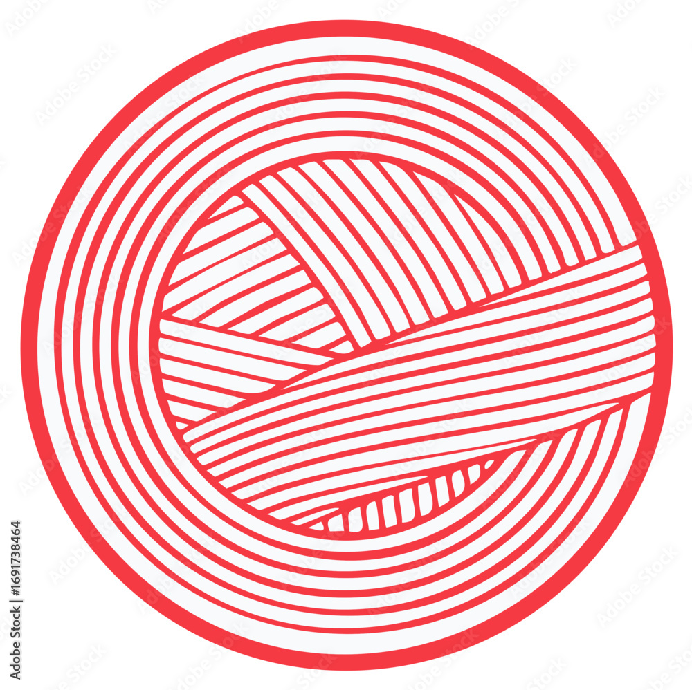 Poster red lines abstract circle and weaving pattern for handmade diy concept
