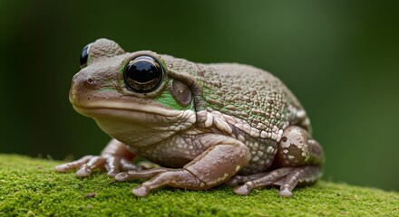 Obraz premium Closeup frog on moss