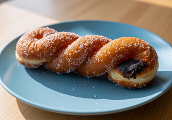 生地をねじった形をしたツイストドーナツ