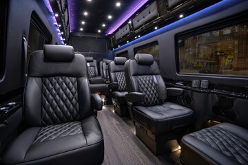 Luxurious van interior, spacious seating
