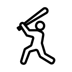 Batter Swinging Line Icon of Baseball Icon Set