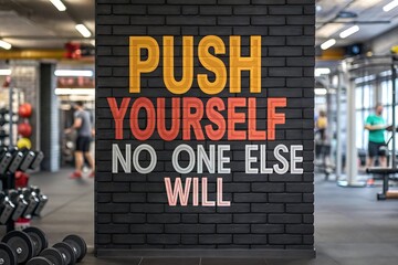 Inspirational gym wall art motivational quote push yourself no one else will fitness motivation