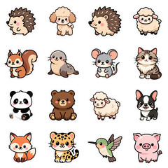 Transparent PNG - Collection of cute animal sticks